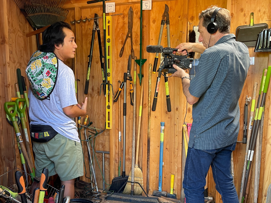 Nam Huy-Leduc, environmental educator at Solana Center for Environmental Innovation during a special Earth 8 story with Shawn Styles on the center’s Tool Lending Library.